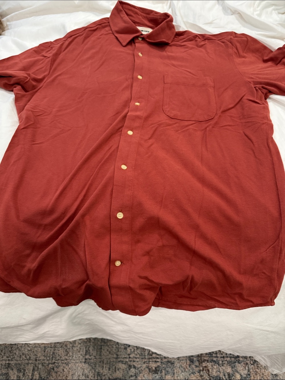 Taylor Stitch Short-Sleeve Button-Down Shirt in Rust,Size 44 or XL